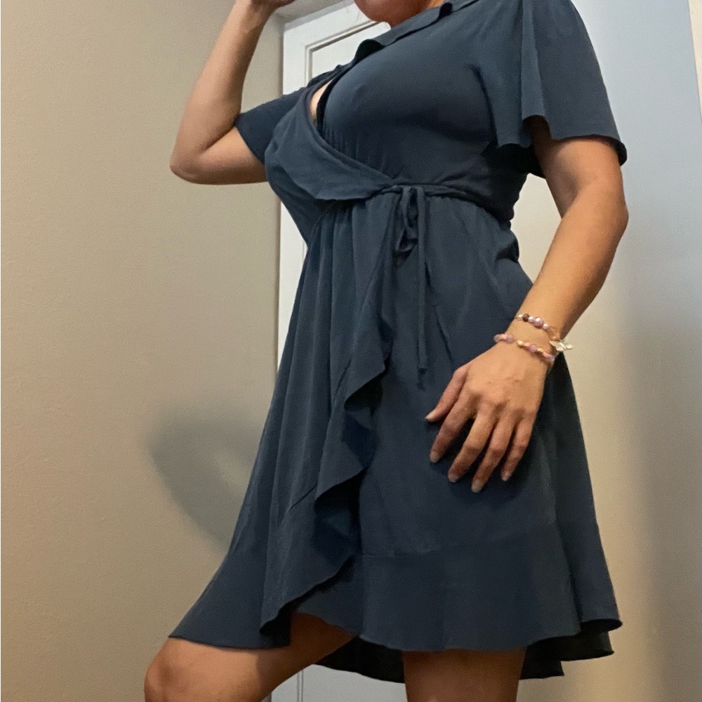 Alya Small Elegant Blue Wrap Dress